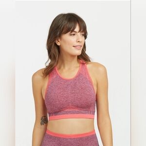 SPANX Seamless Sculpt Sports Bra in Spacedye Coral Punch